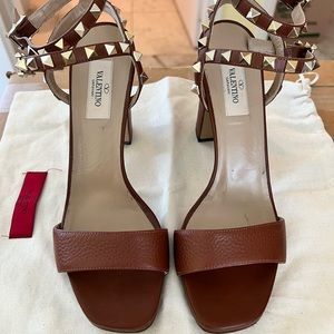 Valentino rock stud leather chunky heel sandal